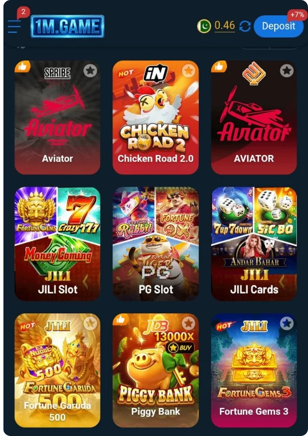 1M Game APK Simple and Easy Interface