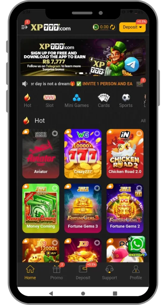 XP777 Game registration page for new Android users
