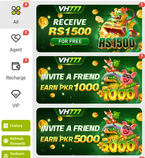 VH777 Game Free Invites Bonuses Screenshot